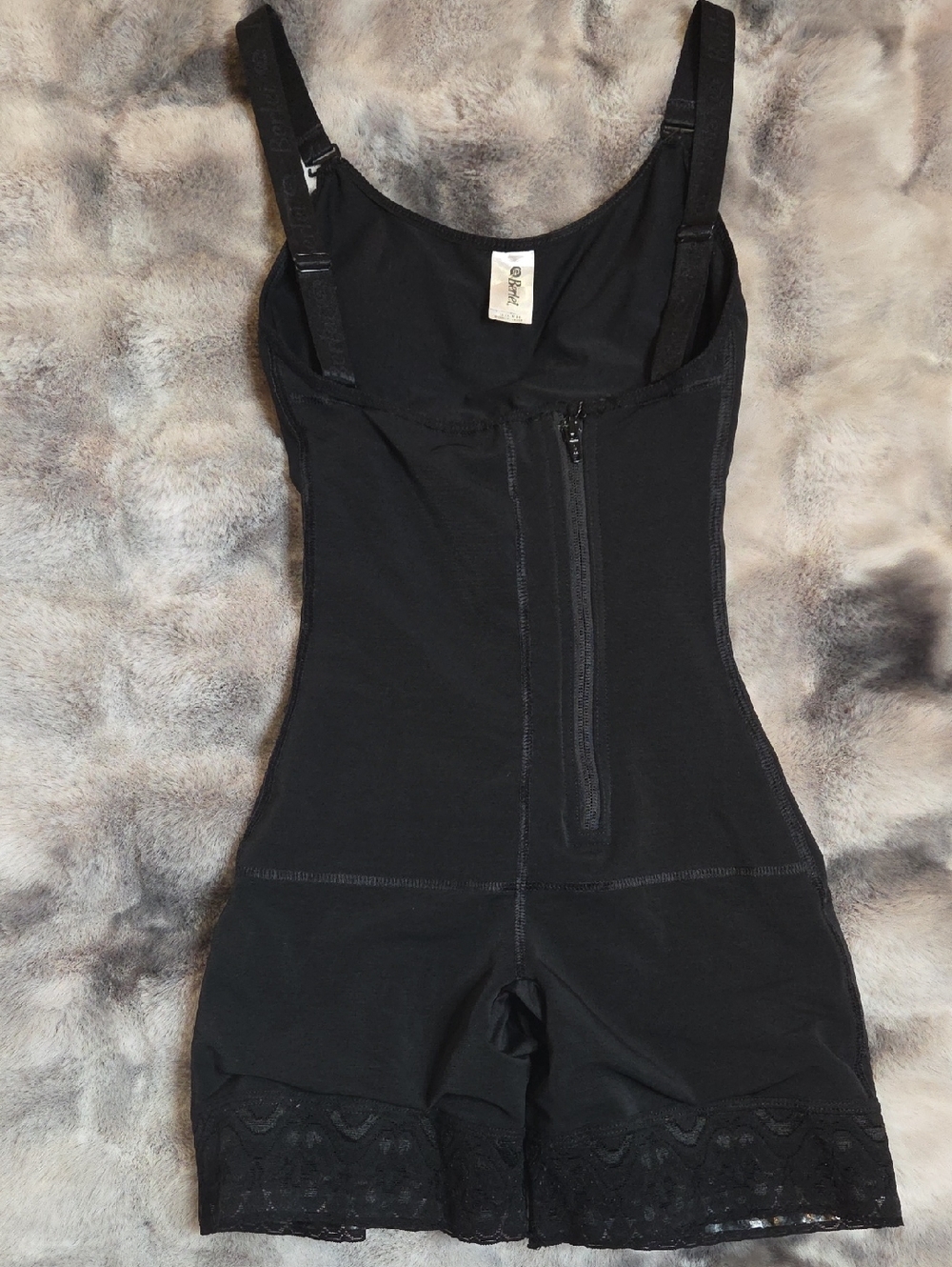 Berlei Black Lace-Trim Shaping Bodysuit with Front Zip